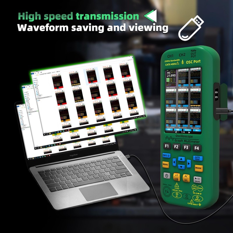 BSIDE Dual Channel Oscilloscope Multimeter 50MHz Bandwidth Handheld oscilloscope 3.98''