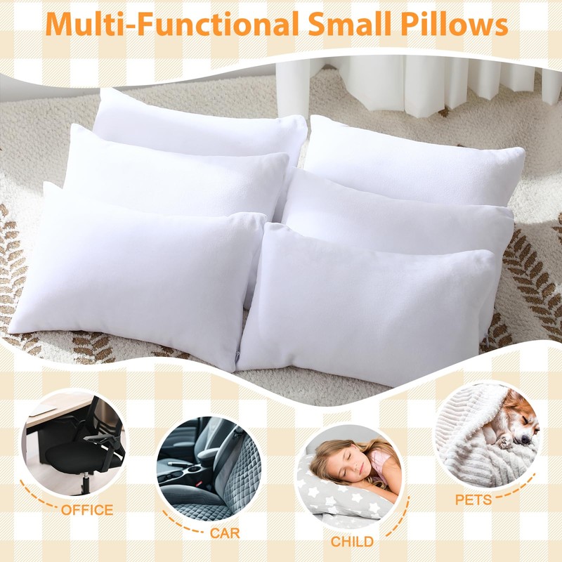 Geelin 6 Pack Small Pillows 11"x7" Microfiber Mini Pillows for
