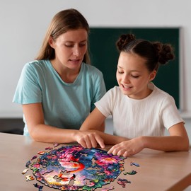 Jigfoxy Wooden Jigsaw Puzzles for Adults, Flamingo Wooden Puzzles for Adults 260pcs, Unique Animal Shape Wood Puzzles, Birthday Gifts for Family Friend with Wooden Box(13.3 * 12.9in)