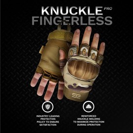 Glove Station The Combat - Fingerless Knuckle Tactical Gloves for Men - Motorcycle Gloves for Tactical Shooting, Airsoft, Hunting, Police Work and Hiking - Multicam, XX-Large
