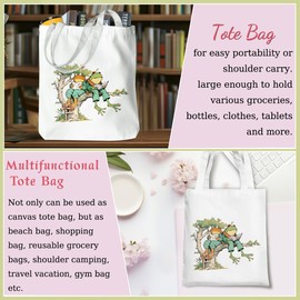 Retro Classic Funny Frog Toad Bookish Book Lovers Gifts Frog Gifts for Women Sister Mom Bookworm Animals Lovers Tote Bag Reusable Grocery Bags for Shopping Birthday Christmas Mothers Day Retirement