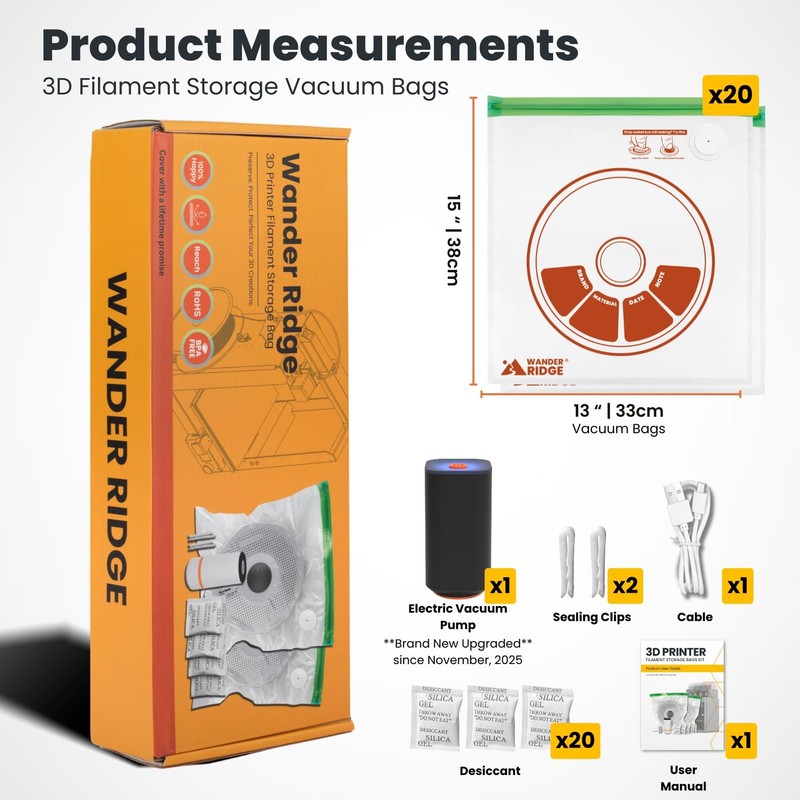 3D Printer Filament Storage Bags Vacuum Storage Bags Kit 3D