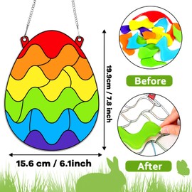 Easter Craft Kit for Kids Easter Egg Stained Glass Kit DIY Suncatcher Arts Crafts Hanging Window Decoration Egg Sticker Glass Made Easy Activity for Girl Boy Home Classroom Indoor Game Favors