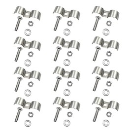 FSTURIOS 12PCS Stainless Steel Double Line Clamp, 3/8" Brake Fuel Lines Clips with Mounting Screws, Heavy Duty Single Hole M-Type Pipe Strap Double Line Clamps for Tubes Fuel Lines