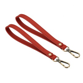 PATIKIL 8 Inch Wristlet Strap, 2 Pack PU Leather Wristlet Keychain Wrist Strap Replacement with Bronze Metal Key Ring Lock for Wallet Purse Key, Red