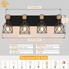 FadimiKoo 4-Light Rustic Style Wood Bathroom Vanity Light Fixtures, Black