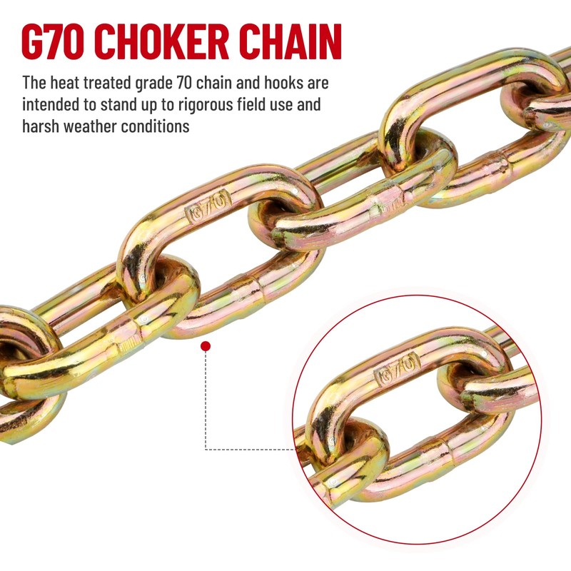 SPARKWHIZ Winch Choker Chain 5/16" x 7ft with Choker Hook