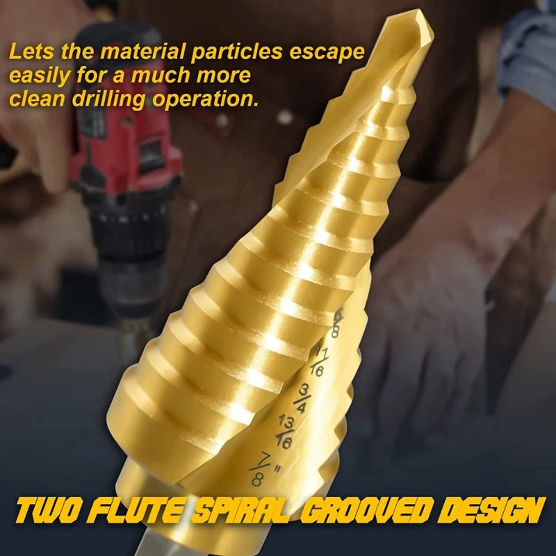 TITANIUM Step Drill Bit Set Unibit Industrial Reamer reaming 28