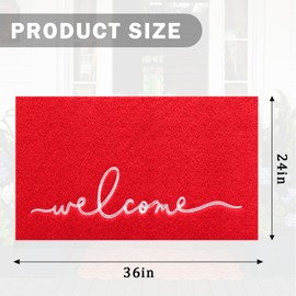 MWAZZLL Red Doormat Large Outdoor Indoor Non Slip Welcome Mats Super Absorb Mud Easy to Clean Front Door Home Mat for Entrance,Patio,High Traffic Areas 36"x24"