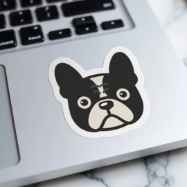 Bulldog FRENCH BULLDOG STICKER BLACK AND WHITE FRENCHIE VINYL STICKER FOR LAPTOP, BOTTLE