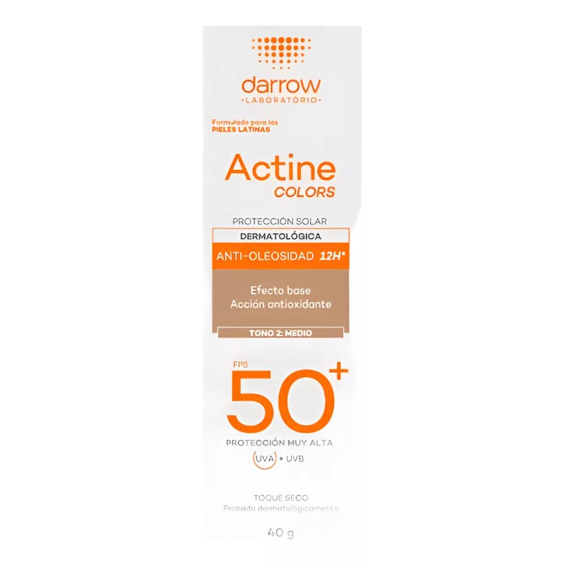 Darrow Actine Color Protector Solar Efecto Base Tono Medio 40g