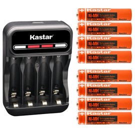 Kastar 8-Pack Battery and CMH4 Smart USB Charger Compatible with Panasonic KX-TG8163AL KX-TG8231 KX-TG8231B KX-TG8232 KX-TG8232B KX-TG833SK KX-TG9321 KX-TG9321T KX-TG9322 KX-TG9331 KX-TG9331T