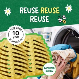 ecoegg Dryer Egg | Reduces Drying Time | Tumble Dryer Balls Replacement | Softens Clothes | Hypoallergenic | Fragrance Free | 2 Eggs