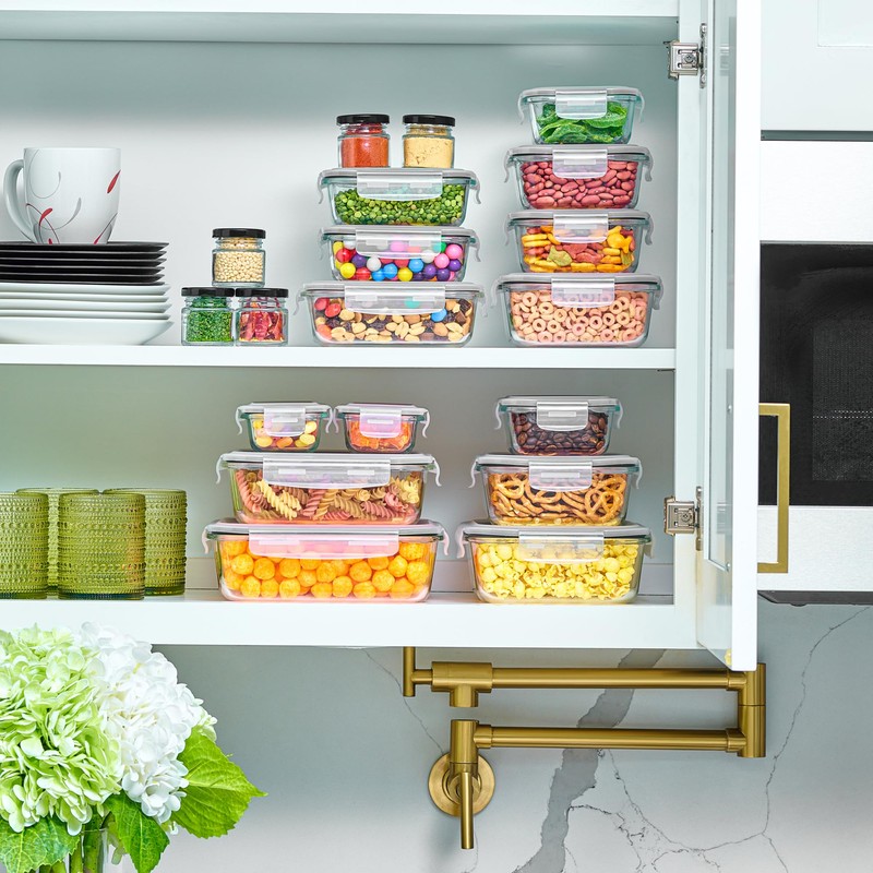 40pc Set Glass Food Storage Containers & Bowls with Airtight