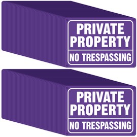 Tandefio 100 Pack No Trespassing Signs Private Property Metal Anti-Rust Aluminum, Reflective Security Private Property Warning Sign for Home Yard Business, Durable/Weatherproof Up, 7 x 10''(Red)