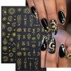 8 Sheets Star Sun Nail Art Stickers 3D Self-Adhesive Gold