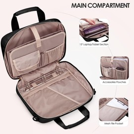 Prokva 3 Ring Zipper Binder, 2 Inch Ring Binder Organizer Bag with Shoulder Strap Fits 13 Inch Laptop and 500 Sheets, Black (Empty Bag Only)