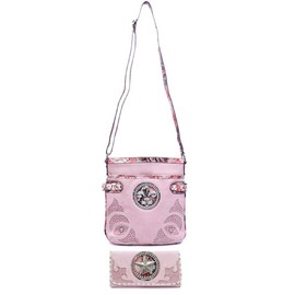 pink Cross-body Messenger Bag rhinestones Pint Fleur De Lis Designer Inspired