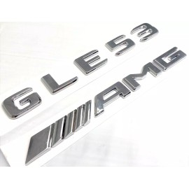 Unbranded #2 CHROME GLE53 + AMG REPLACEMENT FOR MERCEDES LIFTGATE REAR TRUNK EMBLEM BADGE