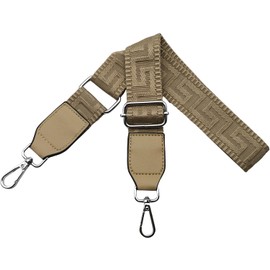 Shoulder Strap for Bag Straps for Changing, Adjustable Bag Strap Wide 3.8 cm with Leather Silver Carabiner - Bag Strap Shoulder Strap for Women's Handbags, Pure Khaki, T10