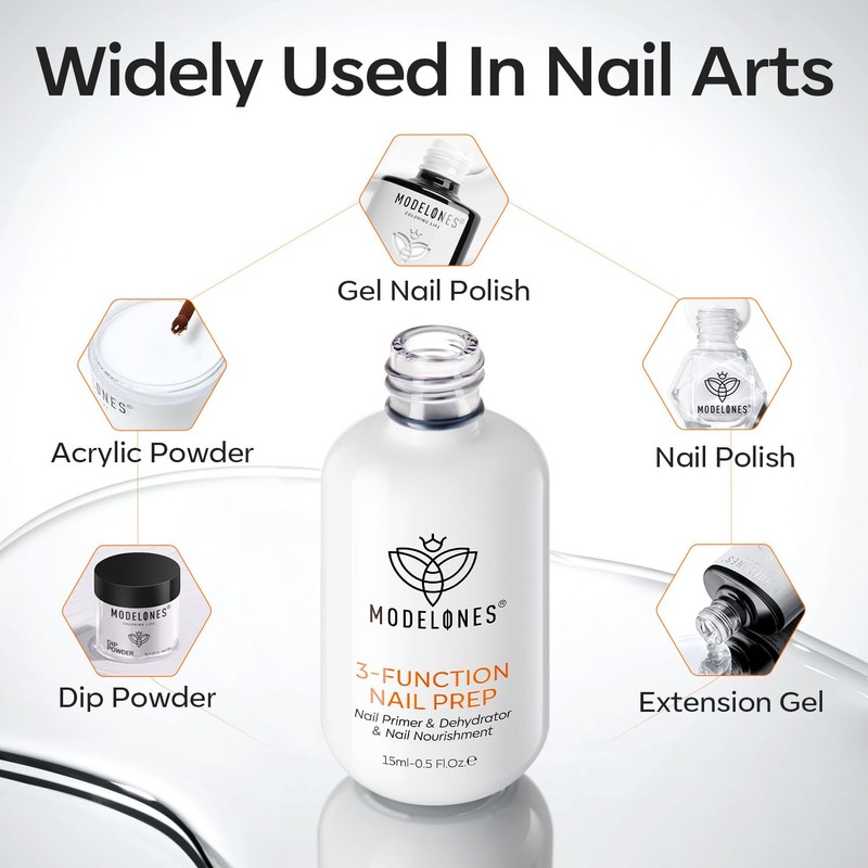 Modelones 1 Pc 3-in-One Nail Prep, 15 ml Nail Dehydrator