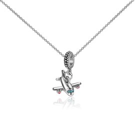 BNQL Airplane Necklace Flight Attendant Gifts Aviation Gifts for Pilots Gifts Airplane Jewelry Necklace Airplane Pendant Necklace, Large, Stainless Steel, No Gemstone