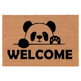 Welcome Doormat Coco Coir Door Mat Gift Welcome Peeking Panda (30" x 18")