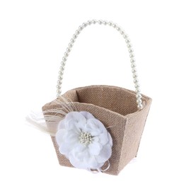 Hemobllo Canastas Canasta de Ni?a de Flores Canasta de Flores de Boda Rústica Vintage con de Canasta Colgada para La Ceremonia de La Fiesta de Bodas de Decoración Cestas De Mimbre