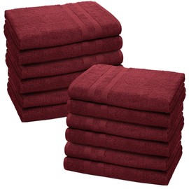 Vozbi Face Towels - Cotton Washcloths Set - 30 x 30 cm, 100% Ring Spun Cotton, Premium Quality Flannel Face Cloths, Highly Absorbent and Soft Feel Fingertip Towels (12 Pack - Wine)