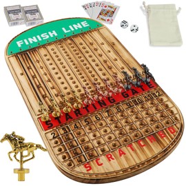 HOROW Large Original Horse Racing Board Game Thicken Wood Horse Race Card and Dice Board Game Luxury Edition Set with 11 Metal Horses,2 Dices and 2 Boxes of Cards Visit The HOROW Store (Large)