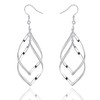Double Twisted Linear Drop Statement Earrings Sterling Silver Dangle Earrings for Women Marquise Loops French Wire Drop Dangle Earrings for Women Anniversary Birthday Gifts(Leaf)