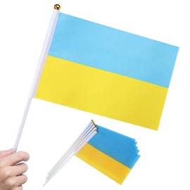 100 Pack 5.5'' x 8.2'' in Hand Held Small Mini Flag Ukraine Flag Ukraine Flag Stick Flag, Party Decorations Supplies For Parades, Party Festival ,International Festival, Sports Events