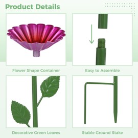 4-Pack bee Watering Station, Flower-Shaped Metal Garden bee Cup, Flower-Shaped bee Butterfly Watering Station for Outdoor Garden Courtyard Decoration (Pink, Blue, Green, Yellow)