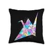 Paper Folding Japanese Art Paper Crane Colorful Origami Throw Pillow