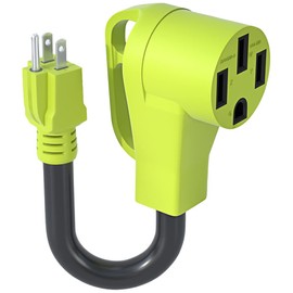 AOWEITOUR 50 Amp to 110 Adapter RV Cord, NEMA 5-15P Male to 14-50R Female , Heavy Duty STW 10 Gauge for RV Trailer Camper,Electrical Power Dogbone Plug(12 Inch)