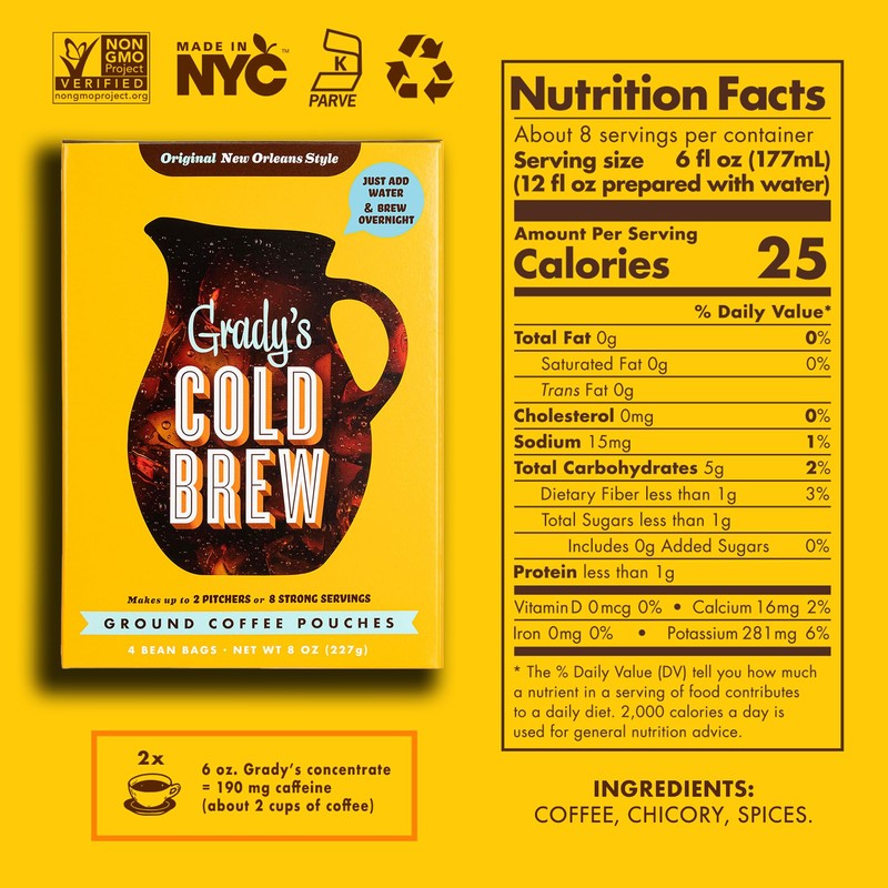 GRADY’S COLD BREW, New Orleans Style, 100% Arabica Ground Coffee