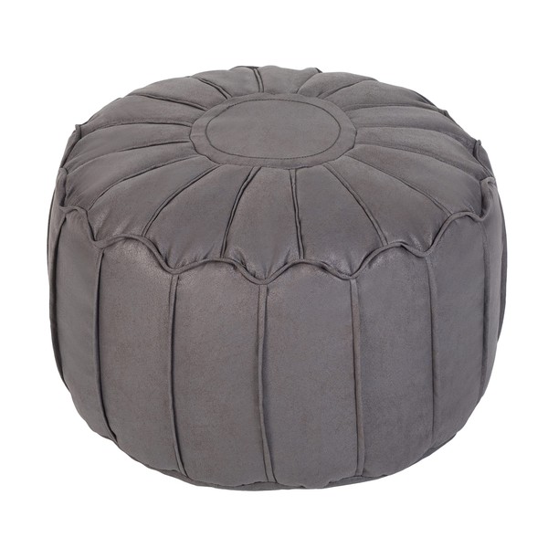 Loft 25 Bean Bag Footstool Pouffe | Super-Soft Faux-Leather Fabric | Decorative and Comfortable Foot Rest | Footstools for Living Room | Moroccan-Style Foot Stool (Arizona Charcoal)