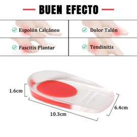 YINGDIHUT Taloneras de Gel para Mujer Hombre, 2 Pares Plantillas De Gel para Espolones, Espolones Óseos y Dolor de Aquiles,Plantilla para Espolón Reutilizables,Cojín Elástico Suave,S
