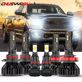 CHUSYYRAY For 2019-2022 Ram 1500 2500 3500 -6x LED Headlight Hi/Lo + Fog Light Bulbs Combo