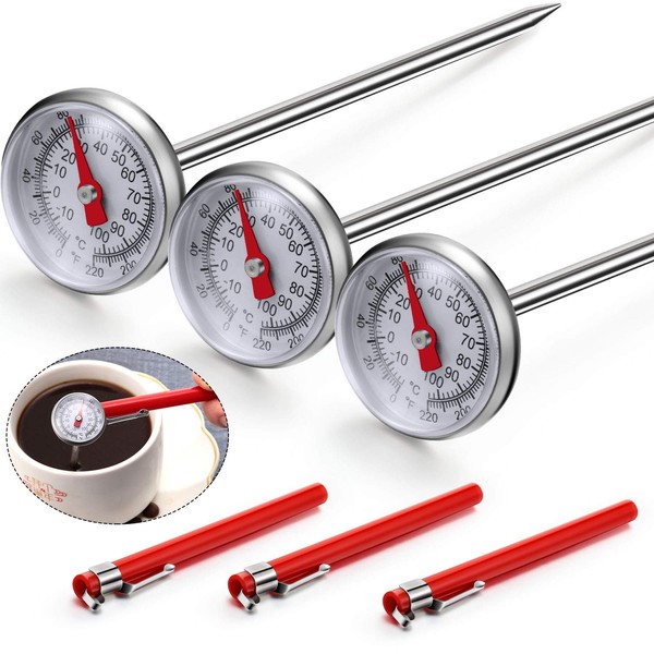 Frienda 3 Pcs Instant Read 1 Inch Dial Thermometer Pocket
