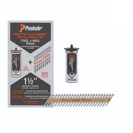 Paslode Positive Placement Metal Connector Fuel & Nail Pack - 1.5 inch x .131 Gauge - 1 Fuel Cell - 800 Heat Treated Nails - Building Code Recognized