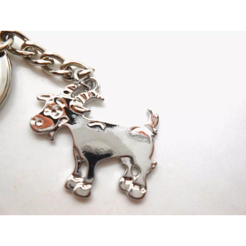 Stainless Steel Silver Plated Goat Keychain