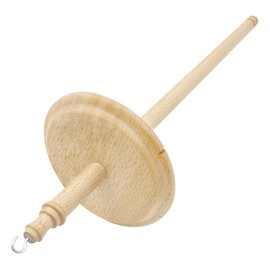 HAND U JOURNEY Premium Beech Wood Top Whorl Drop Spindle for Hand Spinning – 11" Shaft, 3.9" Whorl Diameter | Ideal for Beginners & Advanced Users | 1 Pc Fiber Spindle
