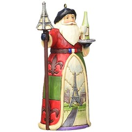 Jim Shore Heartwood Creek French Santa Stone Resin Hanging Ornament, 4.25”,Christmas