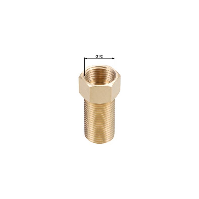 sourcing map Brass Threaded Pipe Fitting G1/2 Male X G1/2