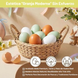 SallyFashion 7 huevos falsos de madera, 3 colores de madera falsos huevos de anidación de pollo para manualidades, decoración del hogar