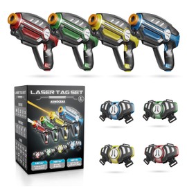 Laser Tag Set for Kids, Teens & Adults - 4 Blasters + 4 Vest Sensors with 4 Multi-Game Modes - Fun Ideas Age 8+ Year Old Toys - Lazer Teen Boy Games - Boys & Girls Outdoor Teenage Group Activities