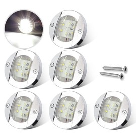 AOXLFU 6Pack White DC12V 6 LED 3 Inch IP68 Waterproof Side Marker Light Navigation Lights Round Marine Boat Interior Lights Marine Boat Yacht Transom Anchor Stern Lights