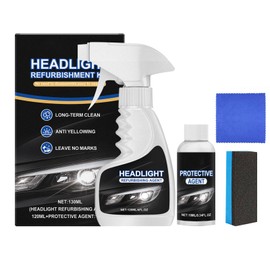 BuyiHoen Car Headlight Restoration Kit, New Headlight Cleaner and Coating for Cars, Automotive Headlights Restoration Kit with Sponge and Towel, Removing Yellowing Oxidized