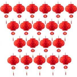 XUANZHI 20 Pieces 10 Inch Chinese Red Paper Lanterns Festival Decorations for New Year, Spring Festival, Wedding and Restaurant